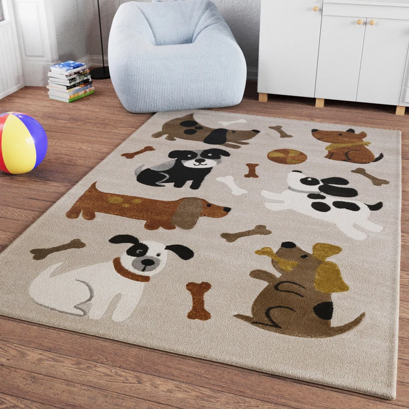 Kinderteppich Sand Beige meliert "Rocky & Friends" Smart Kids