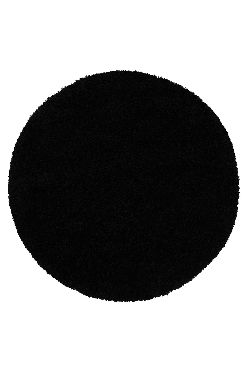2 für 1 Aktion: Hochflor Teppich Rund Schwarz "Shaggy Plus" 120 cm