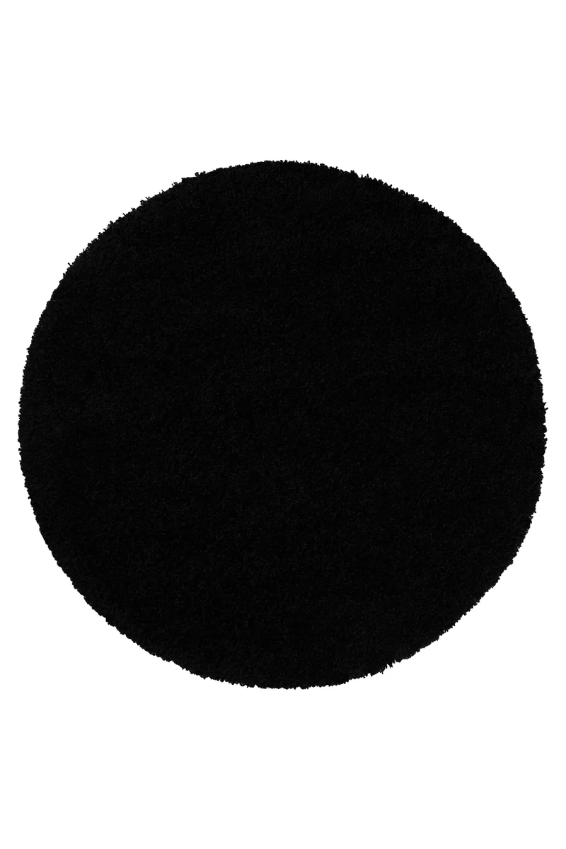 2 für 1 Aktion: Hochflor Teppich Rund Schwarz "Shaggy Plus" 200 cm