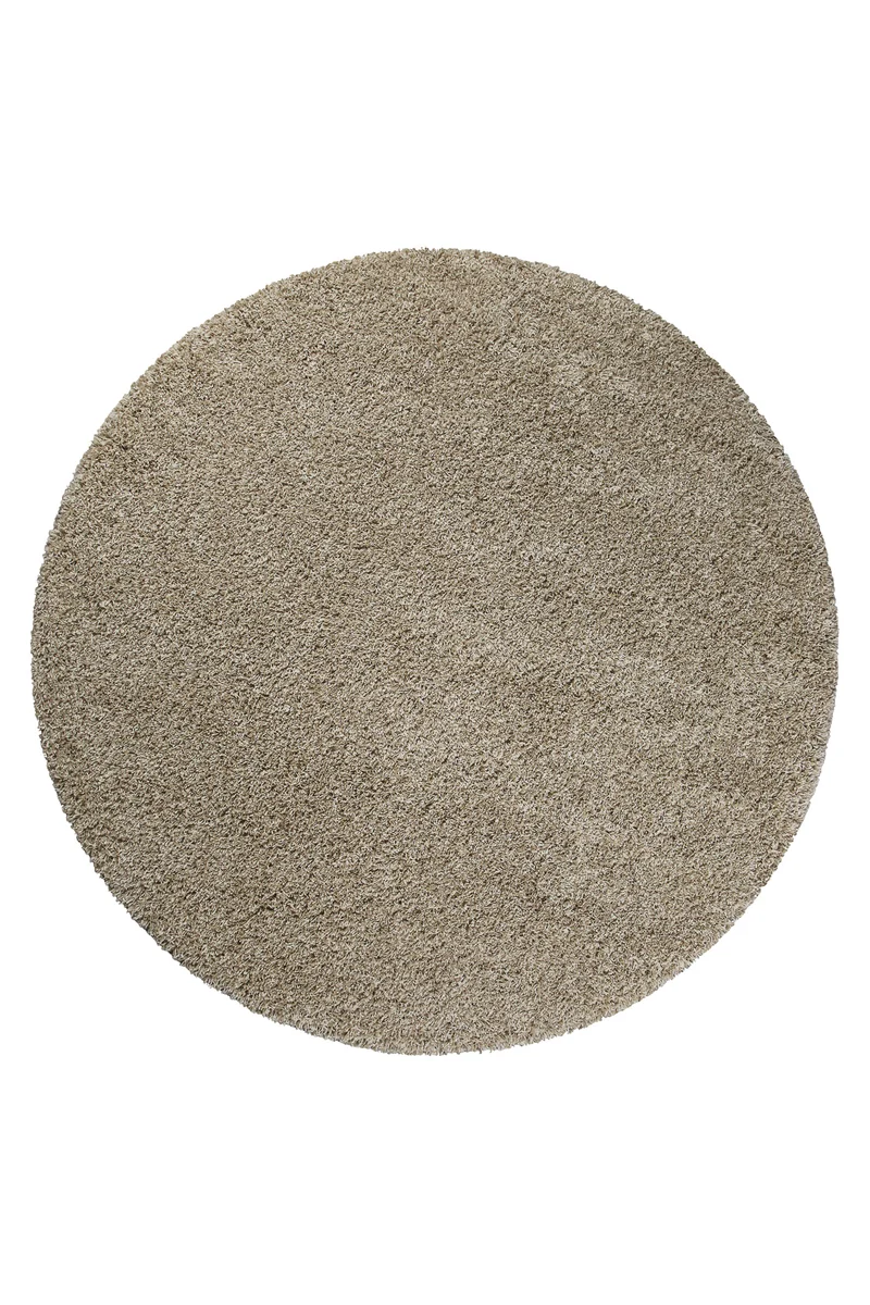 2 für 1 Aktion: Hochflor Teppich Rund Creme Beige "Shaggy Plus" 200 cm