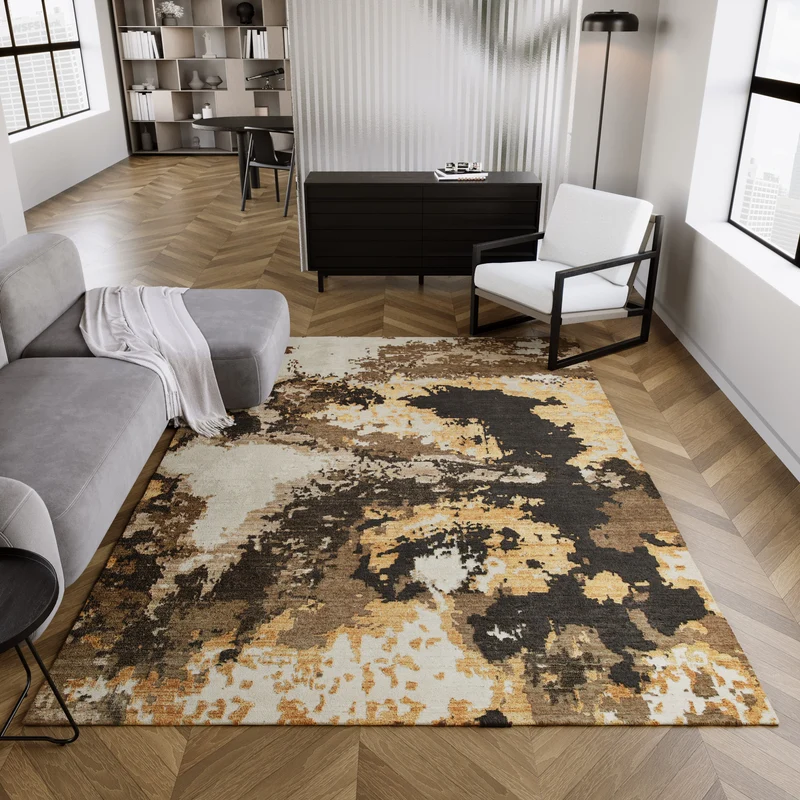 Esprit Kurzflor Teppich Gold aus Wolle "Manhattan"