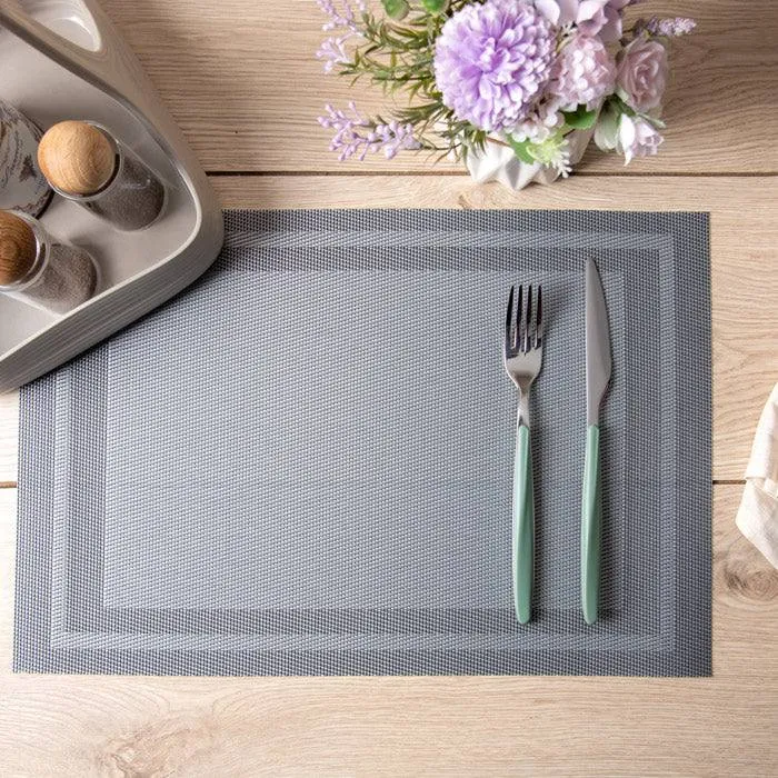 Mesh Rectangular Placemats, Set of 6 - Grey