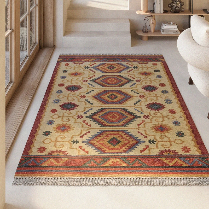 Kelim Teppich Beige aus Wolle "Valere" Green Looop