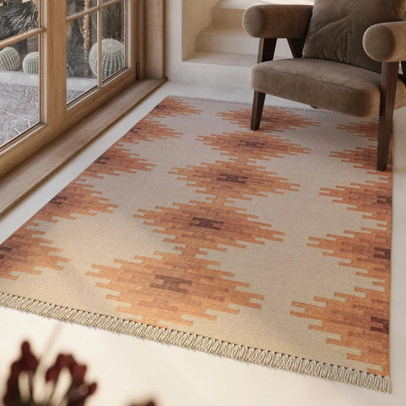 Kelim Teppich Beige Terracotta aus Wolle "Belle" Green Looop
