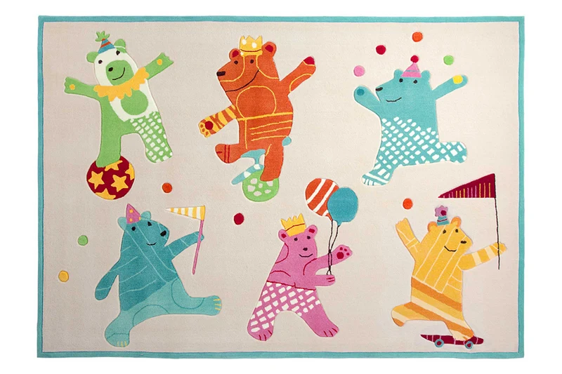 Esprit Kinderteppich Beige Bunt Kurzflor "Dancing Bears"
