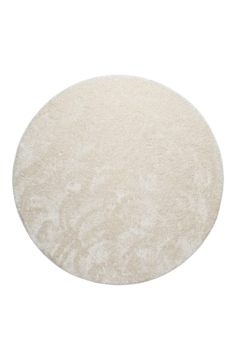 Teppich Rund Creme Weiß Hochflor "Flavio" Homie Living