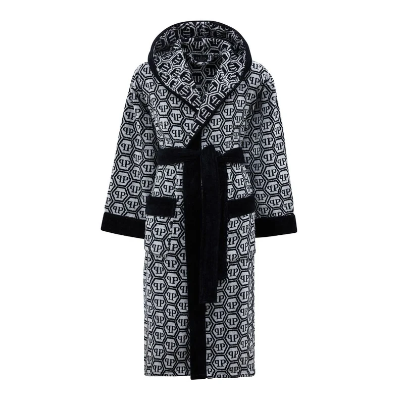 Accappatoio con Cappuccio pattern Moderno in Spugna 410 gr/mq