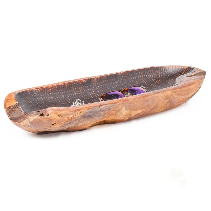 Teak & Kupfer Deko-Schale TEMBAGA-Zero ca. 60cm Natural