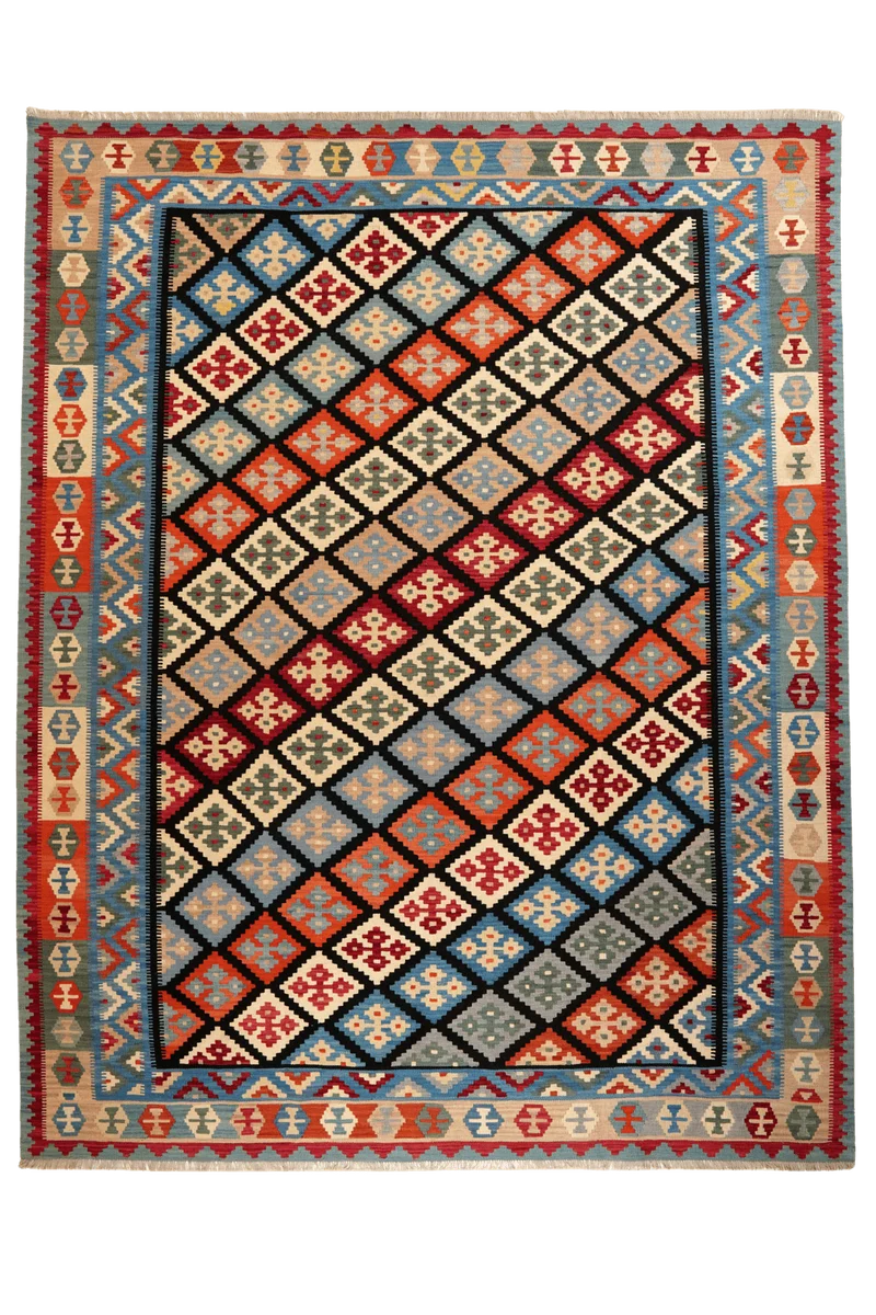 Kelim Gashgai · Handgewebt – Schwarz, 346x269 cm