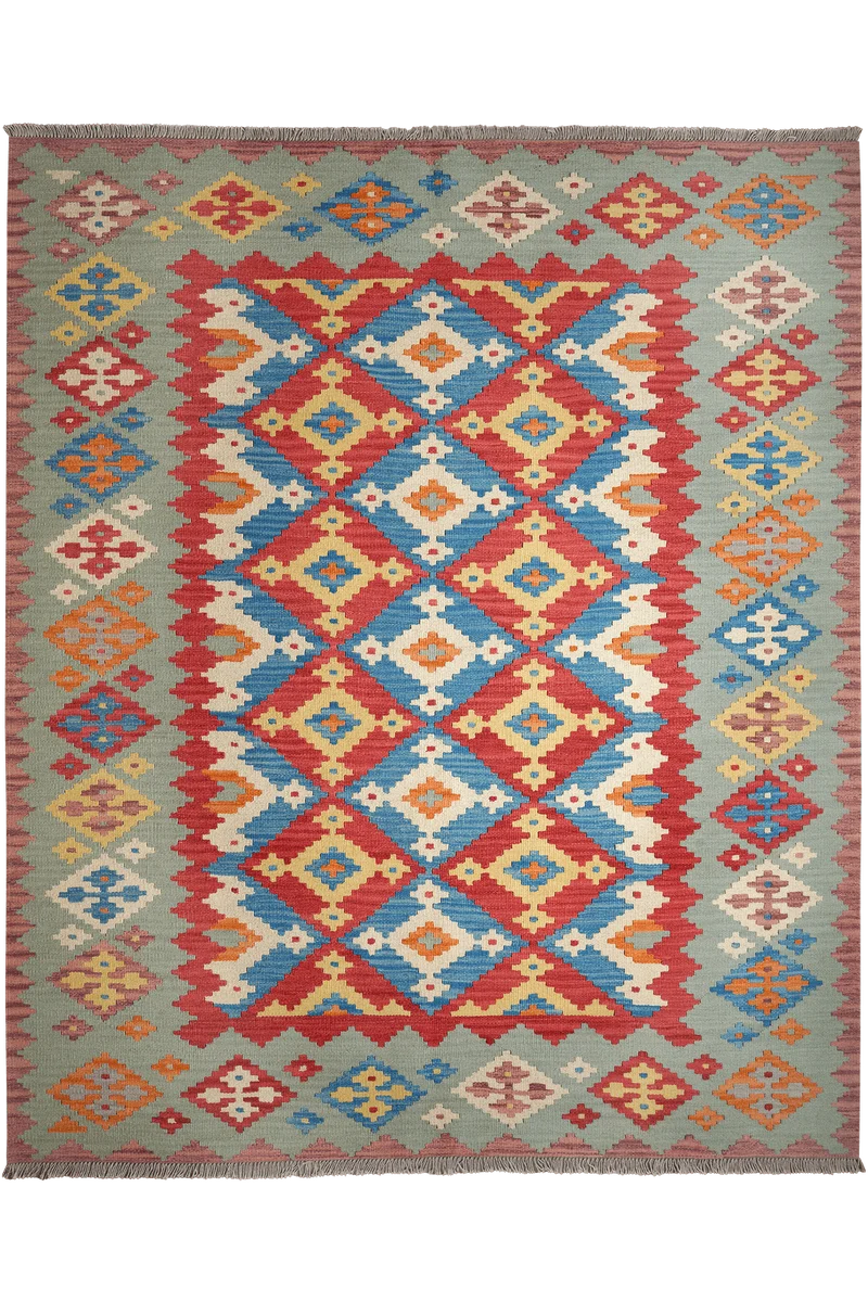 Kelim Gashgai · Handgewebt – Rot, 245x205 cm