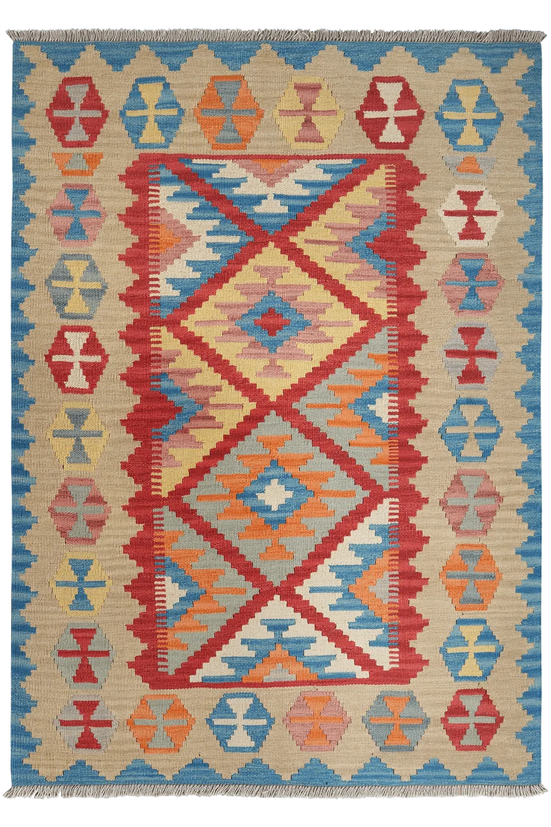 Kelim Gashgai · Handgewebt – Rot, 182x129 cm