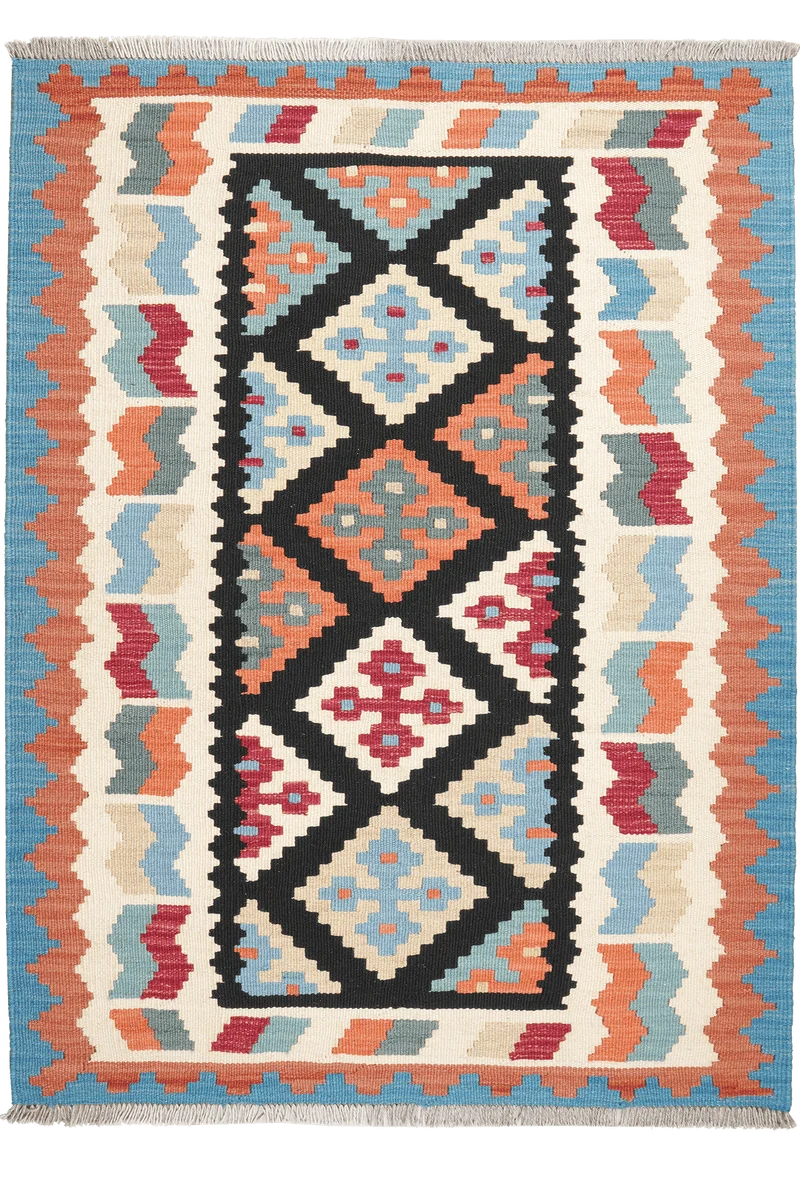 Kelim Gashgai · Handgewebt – Schwarz, 147x108 cm