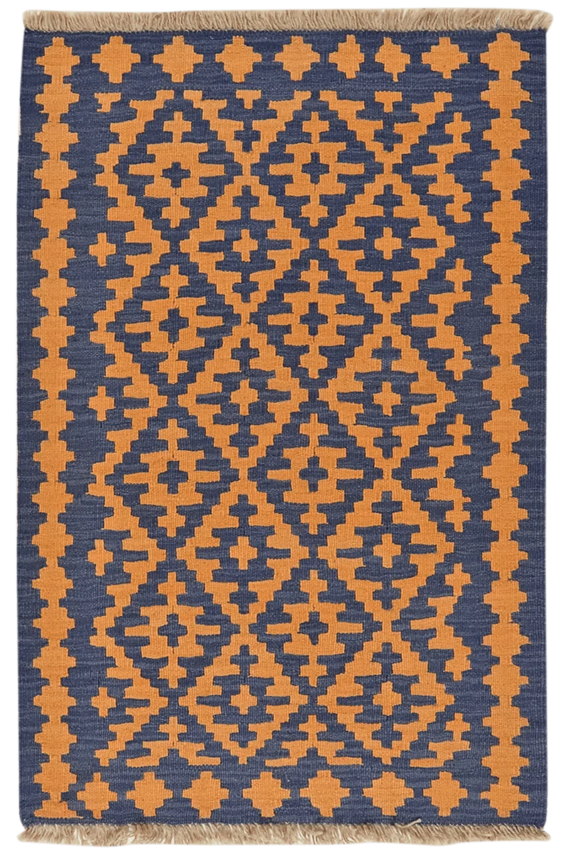 Kelim Gashgai · Handgewebt – Blau, 122x82 cm