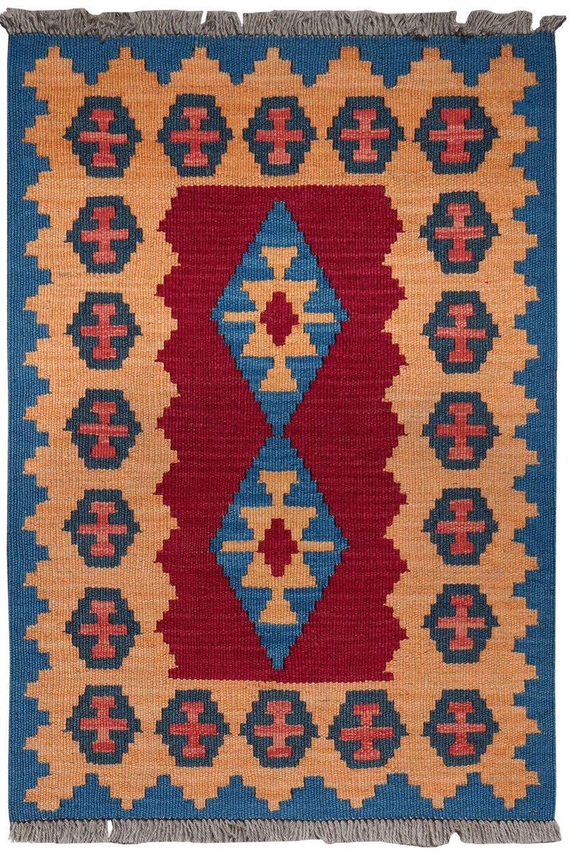 Kelim Gashgai · Handgewebt – Rot, 91x63 cm