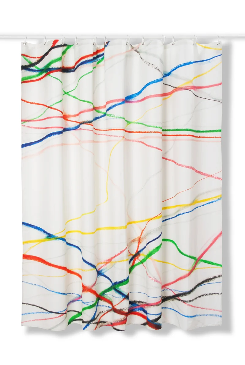 Artist Cotton Shower Curtain "Energy Lines" by Gregor Belibi Minya