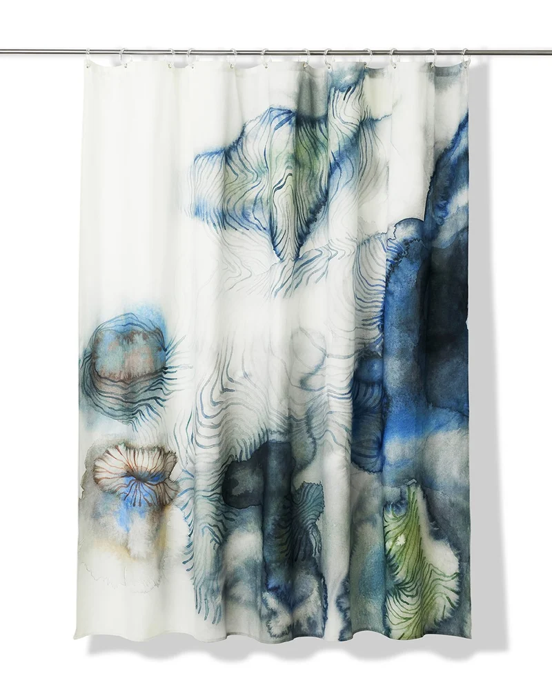 Artist Cotton Shower Curtain "Flowing" by Remo Mazzoni