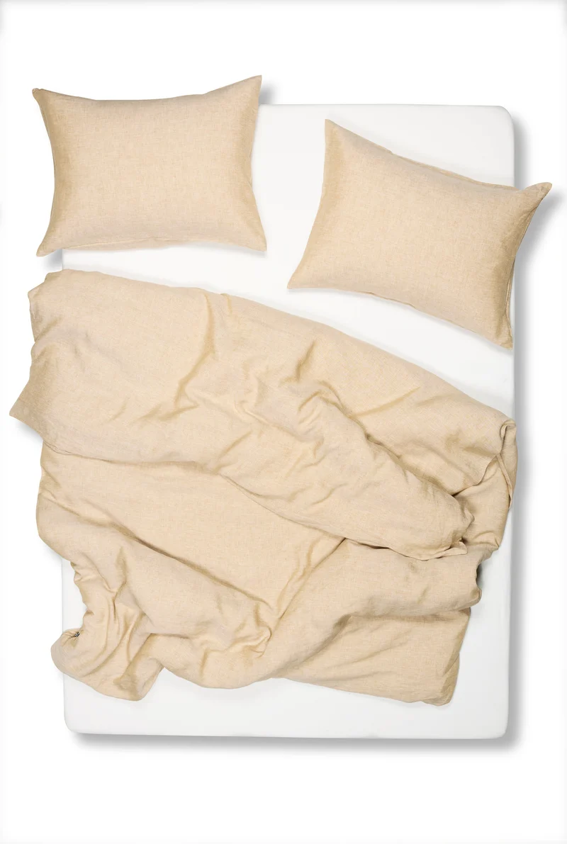Linen Bedding "Light Melange" in Sand Color