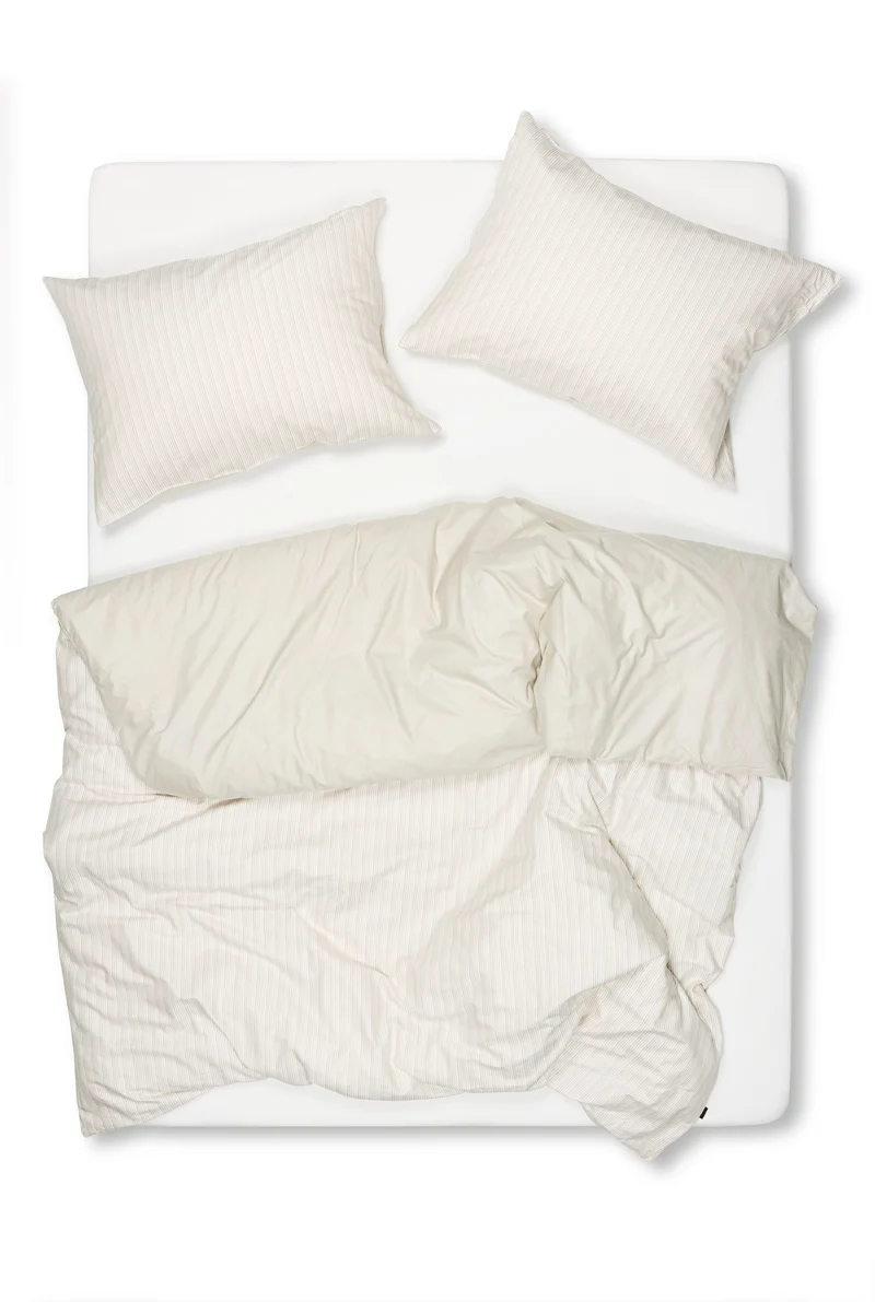 Pima Cotton Percale Bedding "Burano Stripes" - Sand Stripe