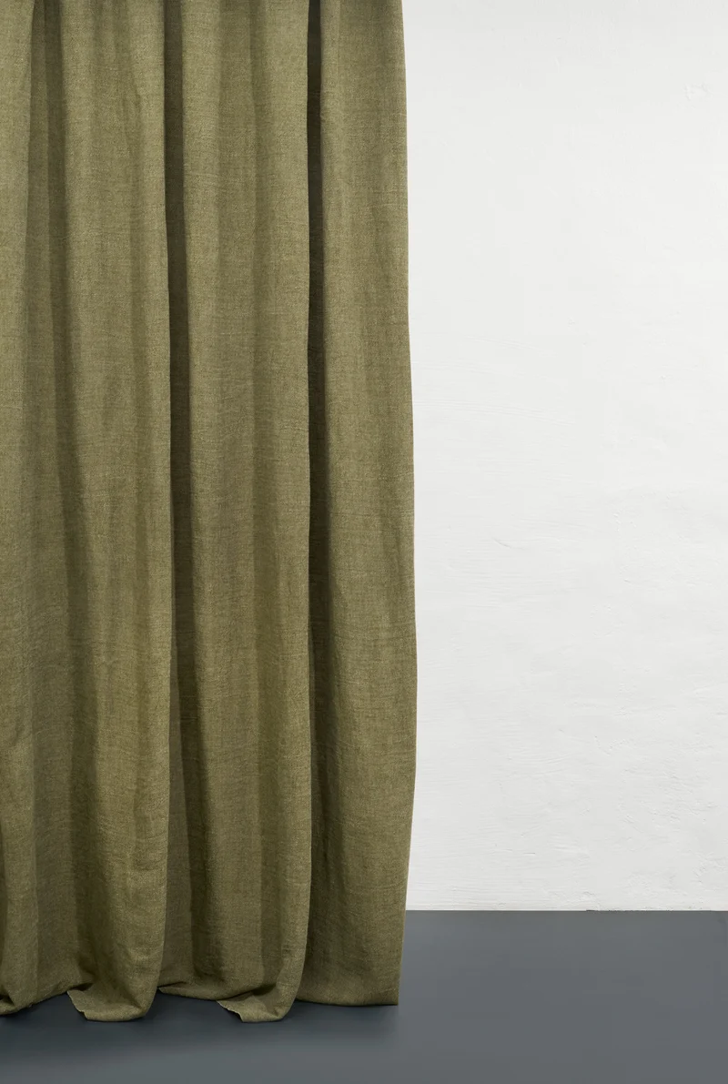 Heavy Linen Curtains "Maximus" in Moss Green Color
