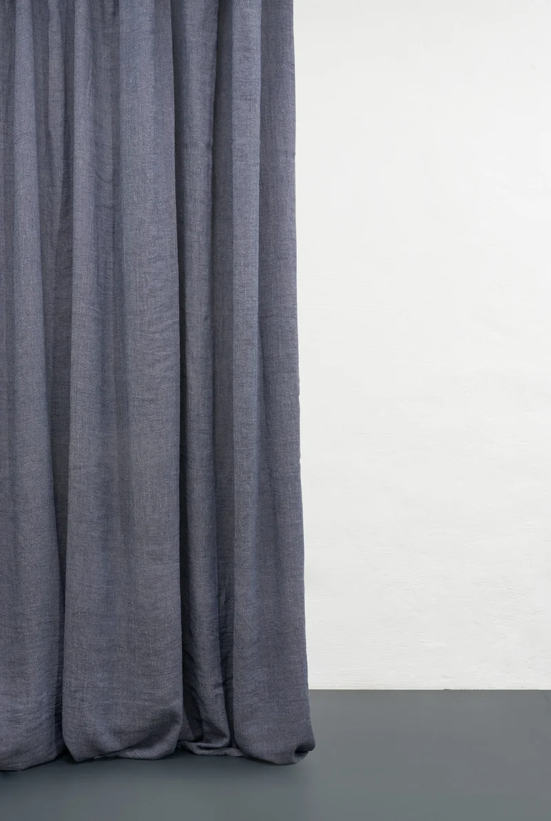 Heavy Linen Curtains "Maximus" in Ocean Blue Color