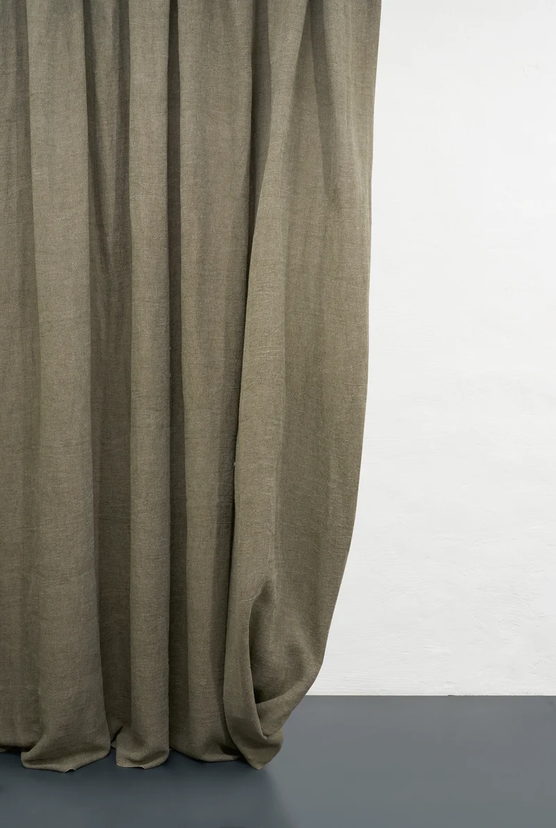 Heavy Linen Curtains "Maximus" in Forest Green Color
