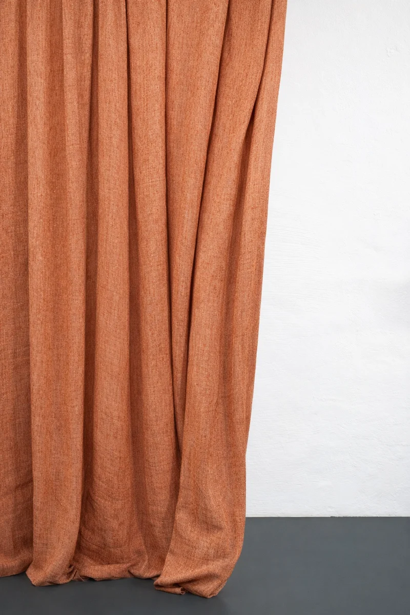 Heavy Linen Curtains "Maximus" in Coral Color