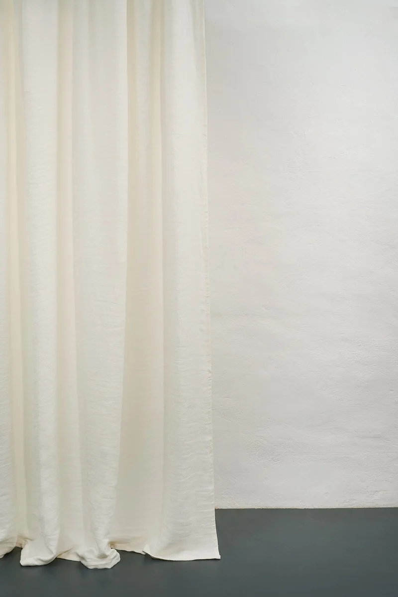 Linen Curtains Panama Weave in Natural White Color