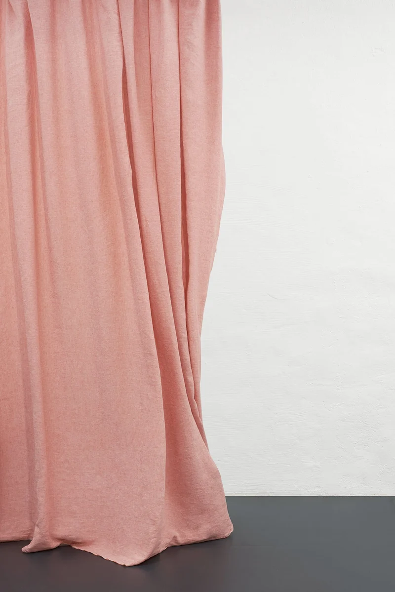 Melange Linen Curtains in Coral Color