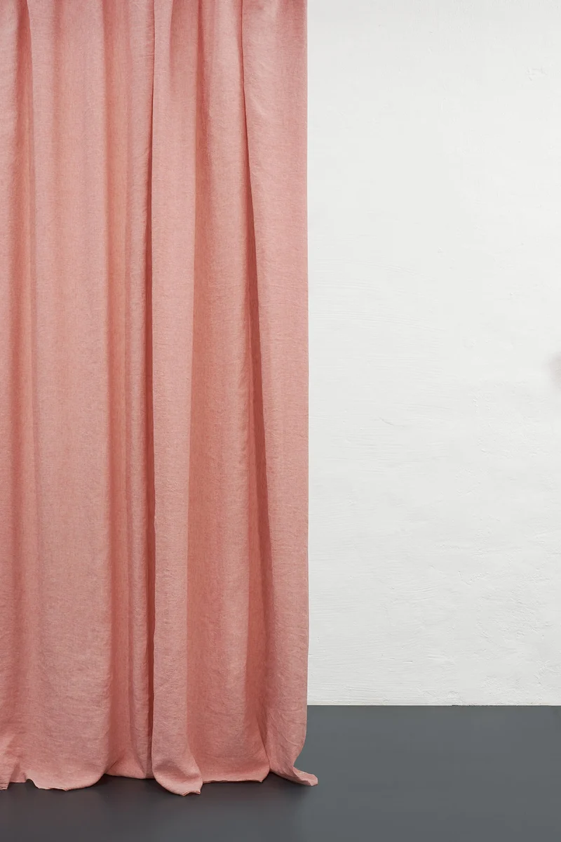 Melange Linen Curtains in Coral Color