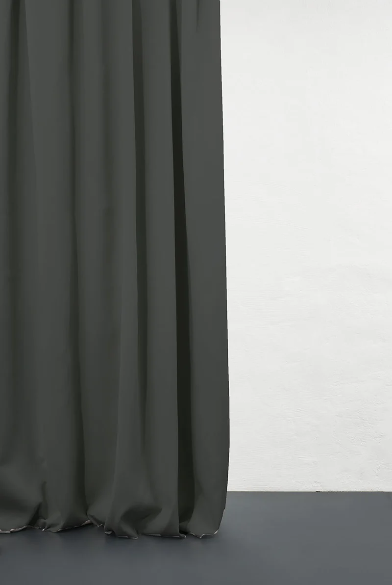 Dimout Curtains "Groovy Corduroy Weave" in Charcoal Color