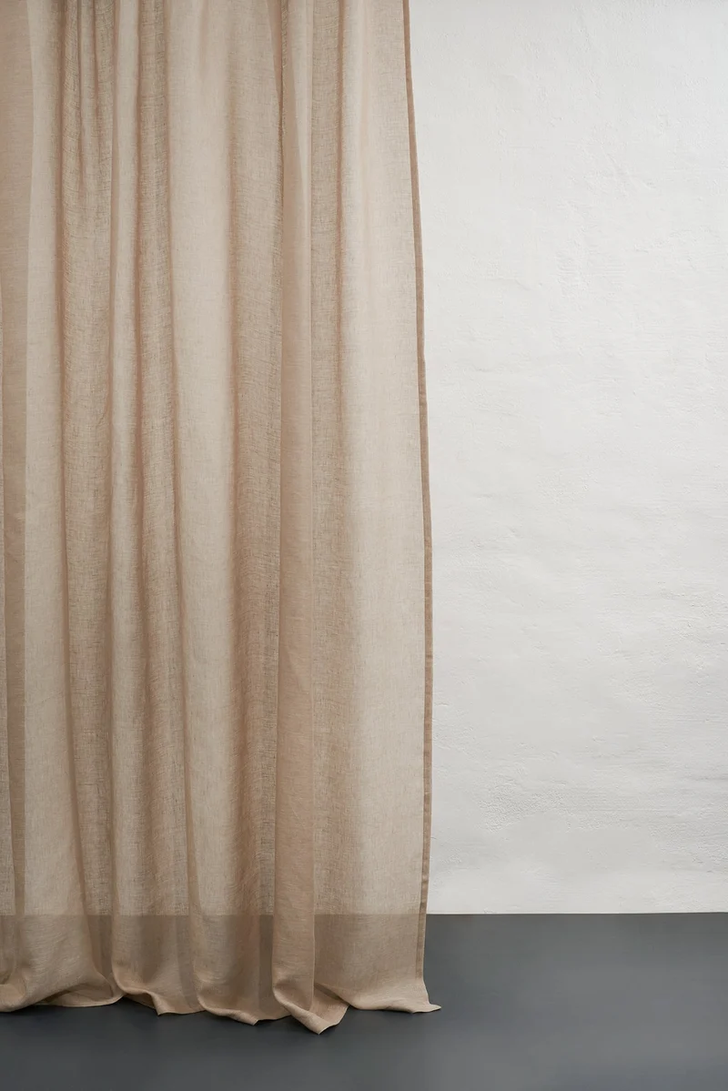 Linen Curtains in Camel Brown Color