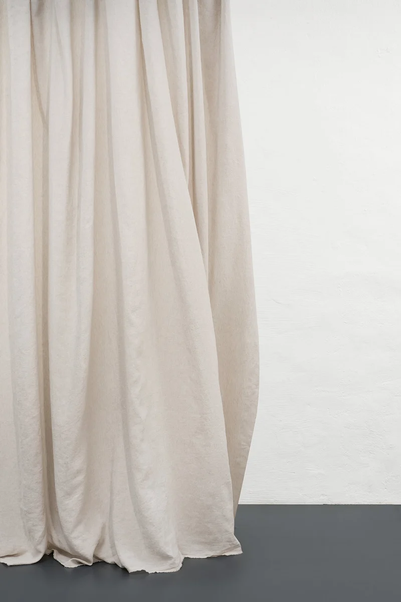 Melange Linen Curtains in Light Grey Color