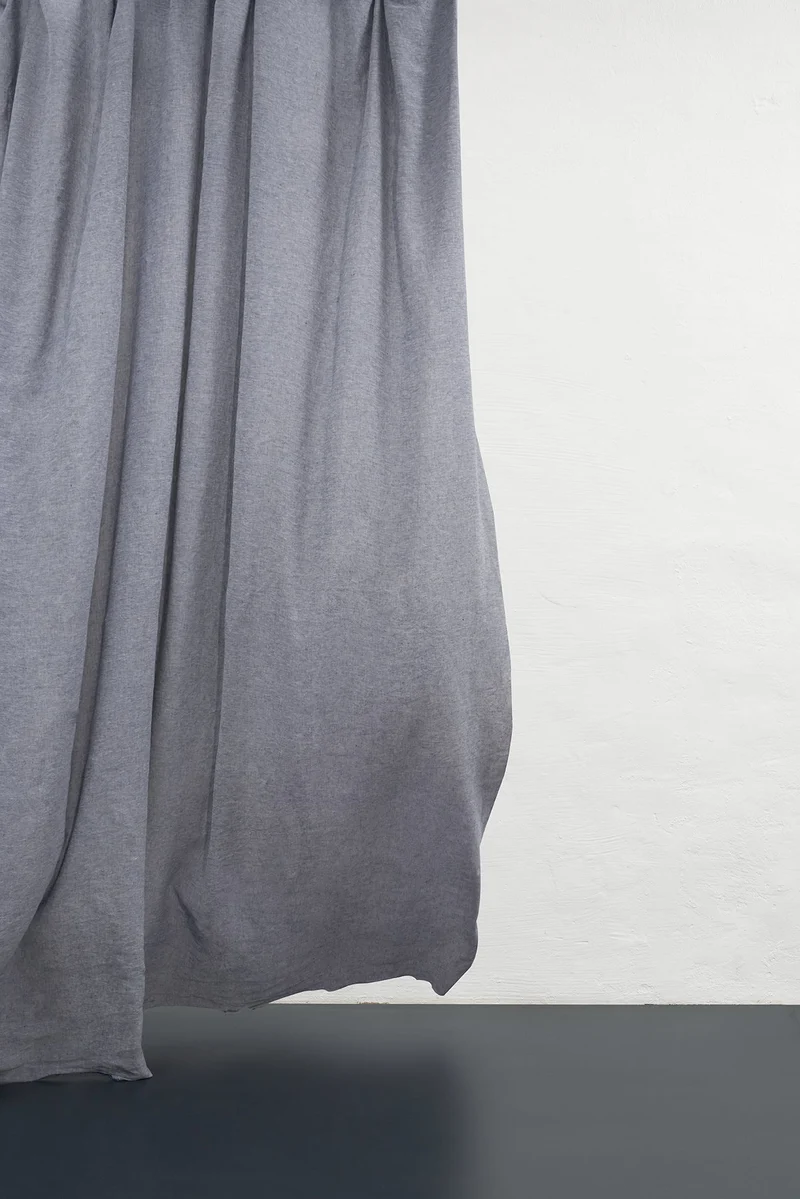 Melange Linen Curtains in Blue Color