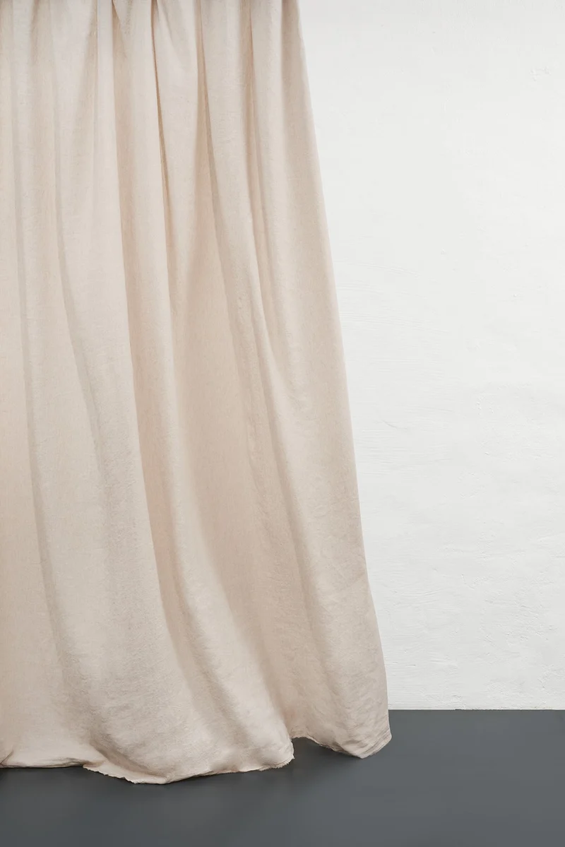 Melange Linen Curtains in Sand Color