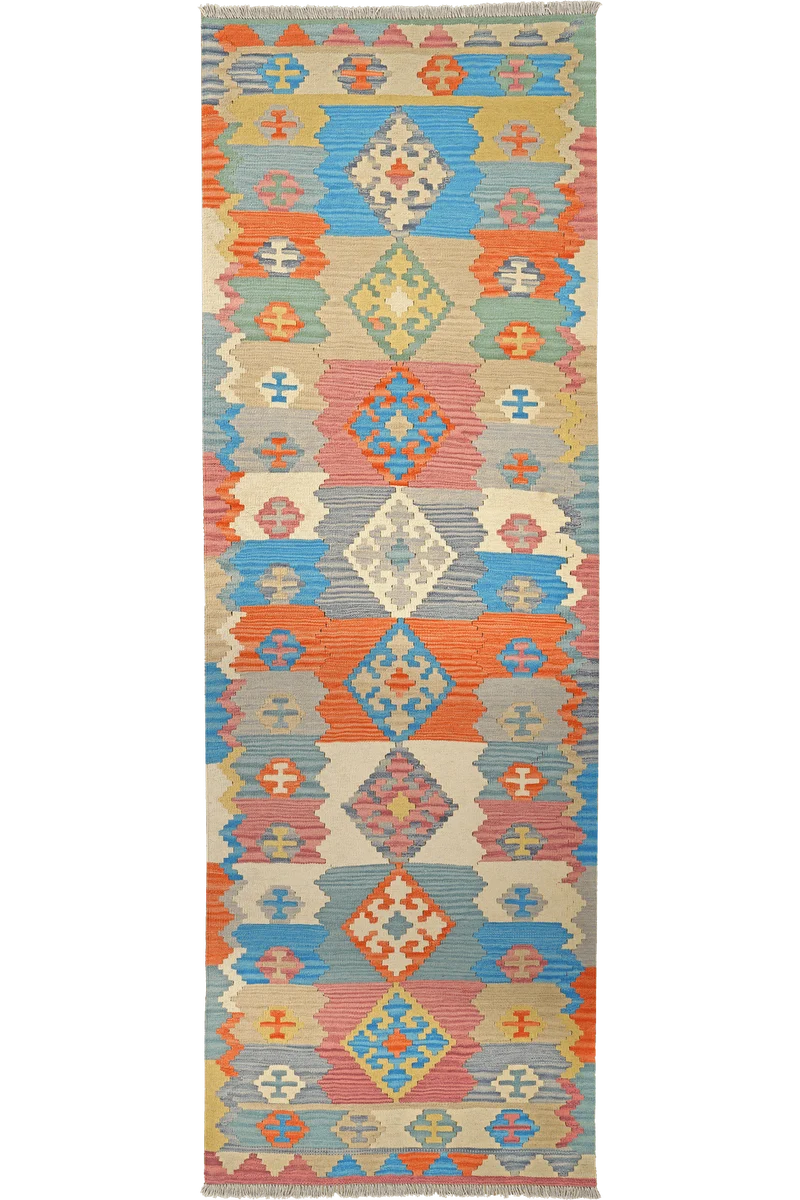 Kelim Gashgai · Handgewebt – Bunt, 299x100 cm