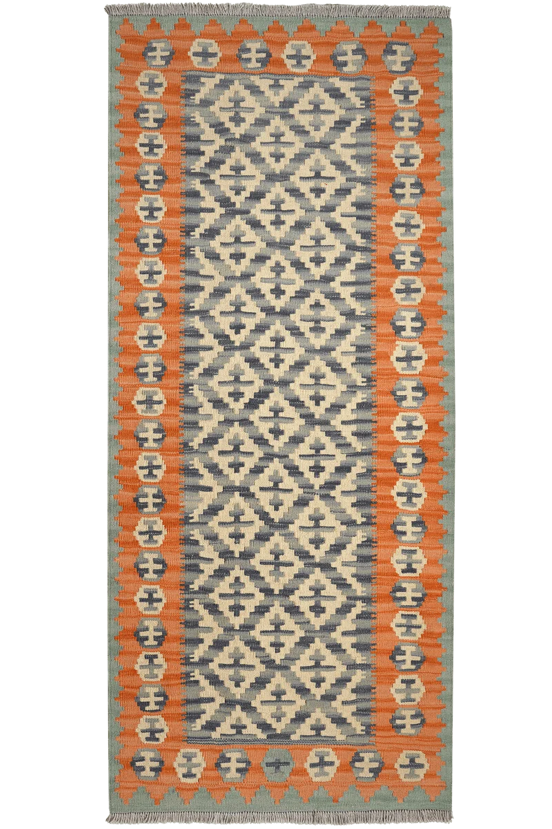 Kelim Gashgai · Handgewebt – Blau, 198x85 cm