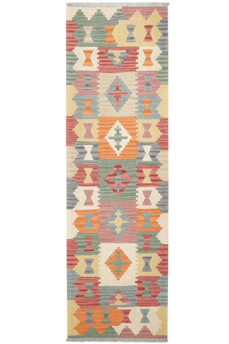Kelim Gashgai · Handgewebt – Bunt, 203x62 cm