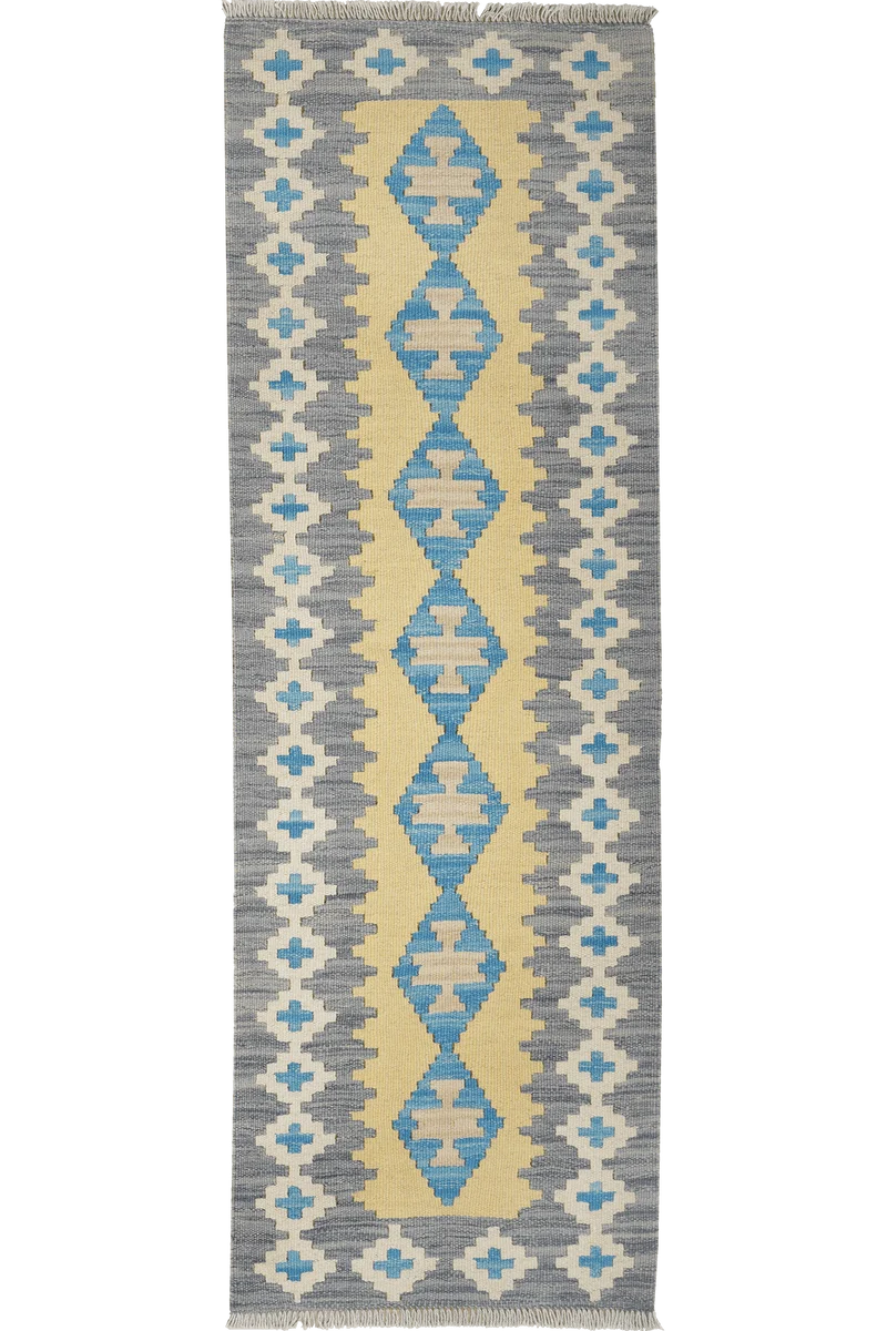 Kelim Gashgai · Handgewebt – Gelb, 191x60 cm
