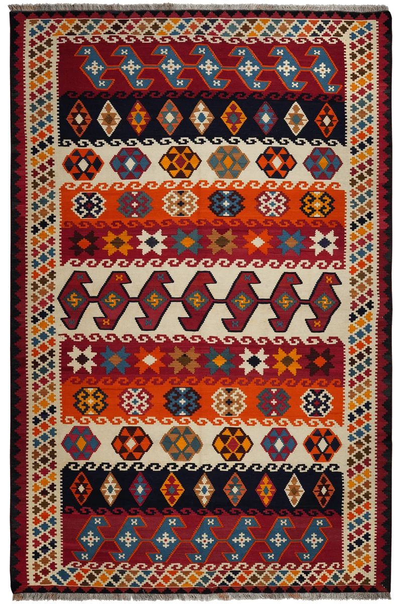 Kelim Gashgai Old · Handgewebt – Bunt, 280x180 cm