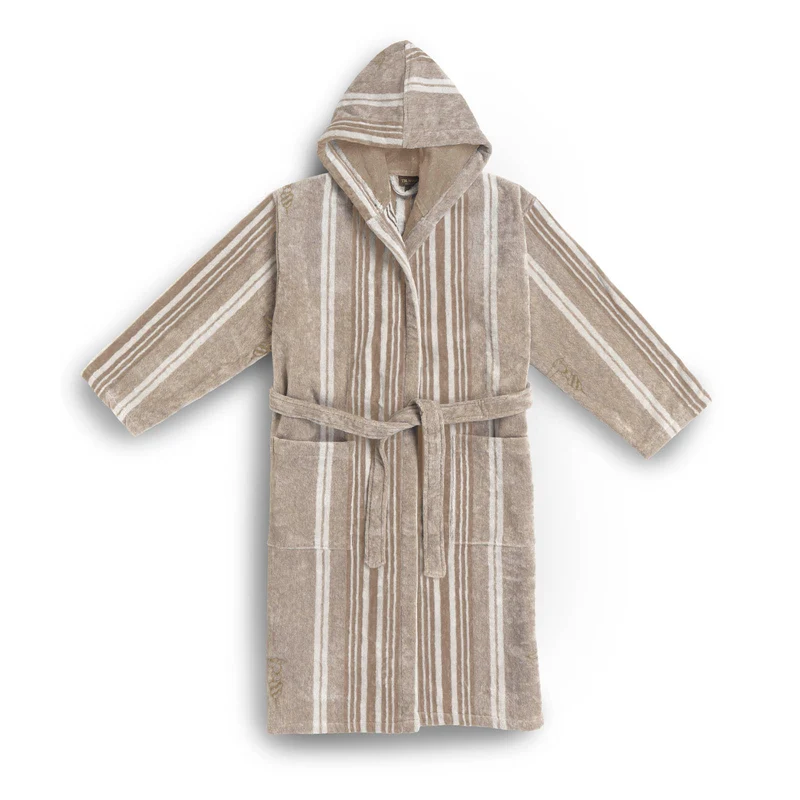 Accappatoio con Cappuccio sponge & stripes Moderno in Spugna 410 gr/mq