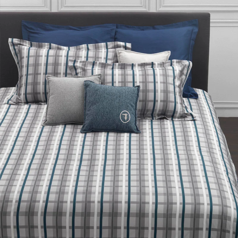 Completo Copripiumino light tartan Moderno in Raso di cotone