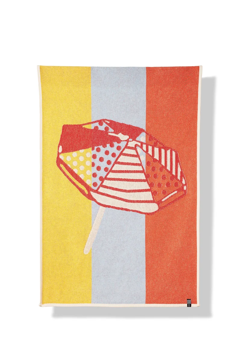 Cotton Beach Towel or Mini Blanket "Parasol De Playa" by Michele Rondelli