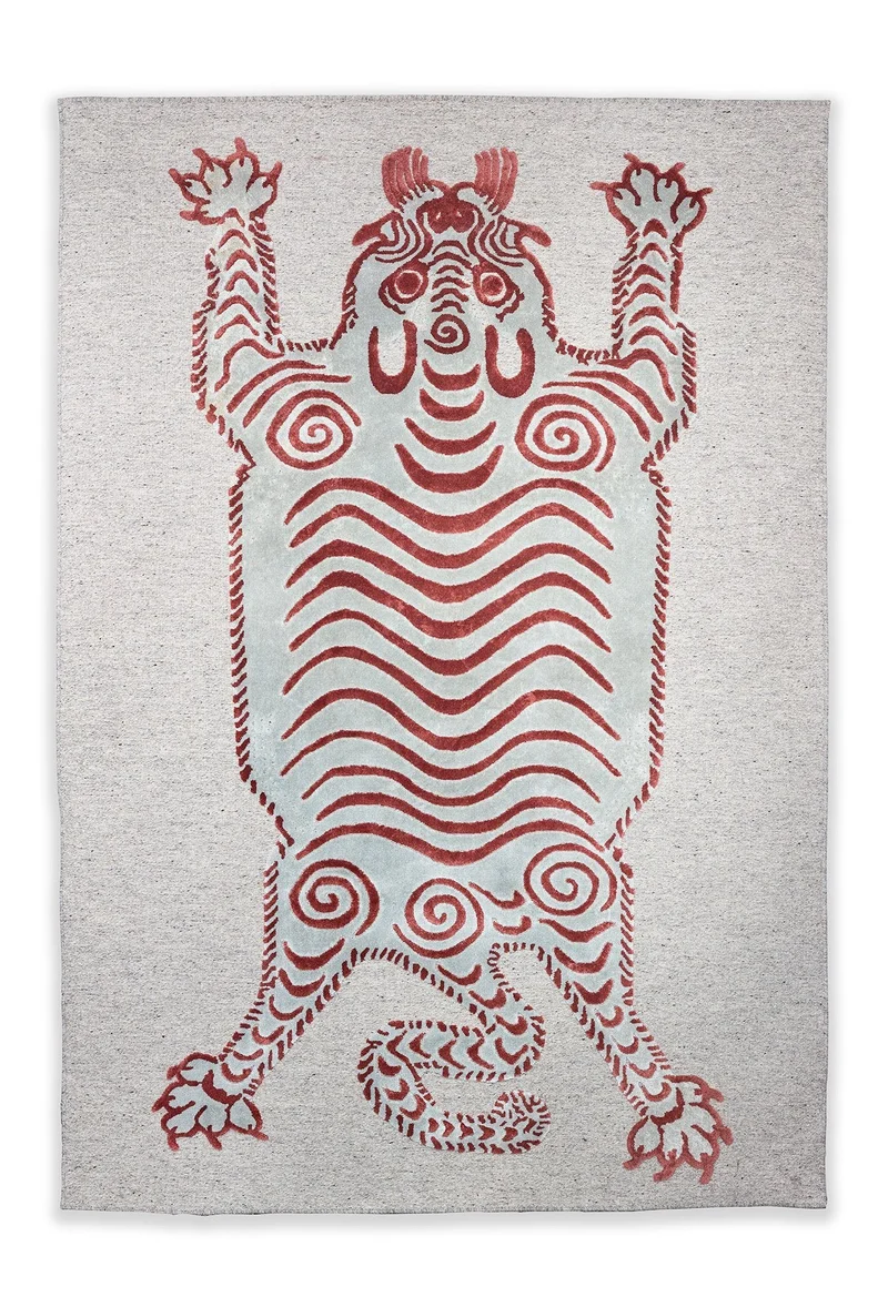 Wool & Bamboo Silk Rugs and Carpet "Bengali" Nepal Blue Day by Sophie Probst & Michele Rondelli