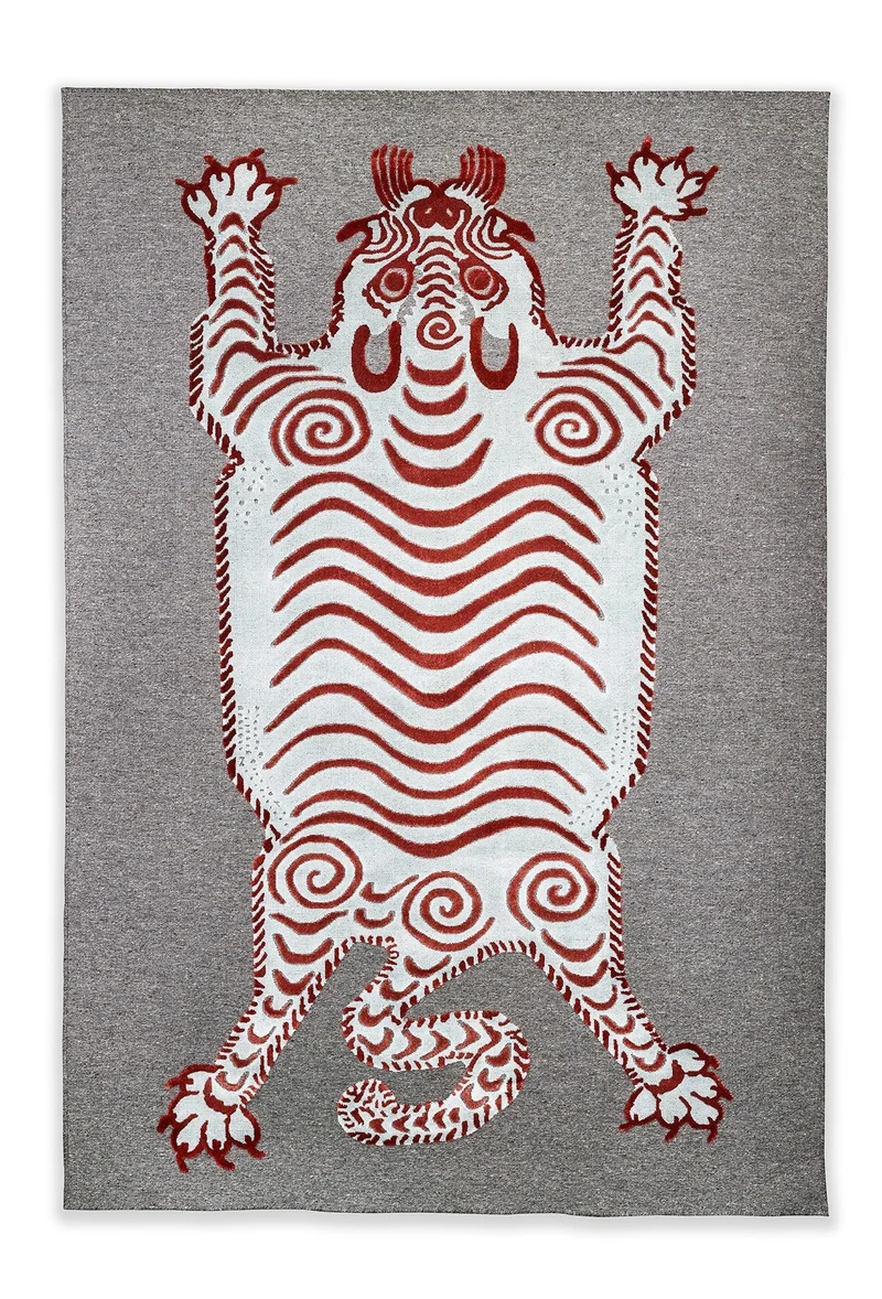 Wool & Bamboo Silk Rugs and Carpet "Bengali" Nepal Blue Night by Sophie Probst & Michele Rondelli