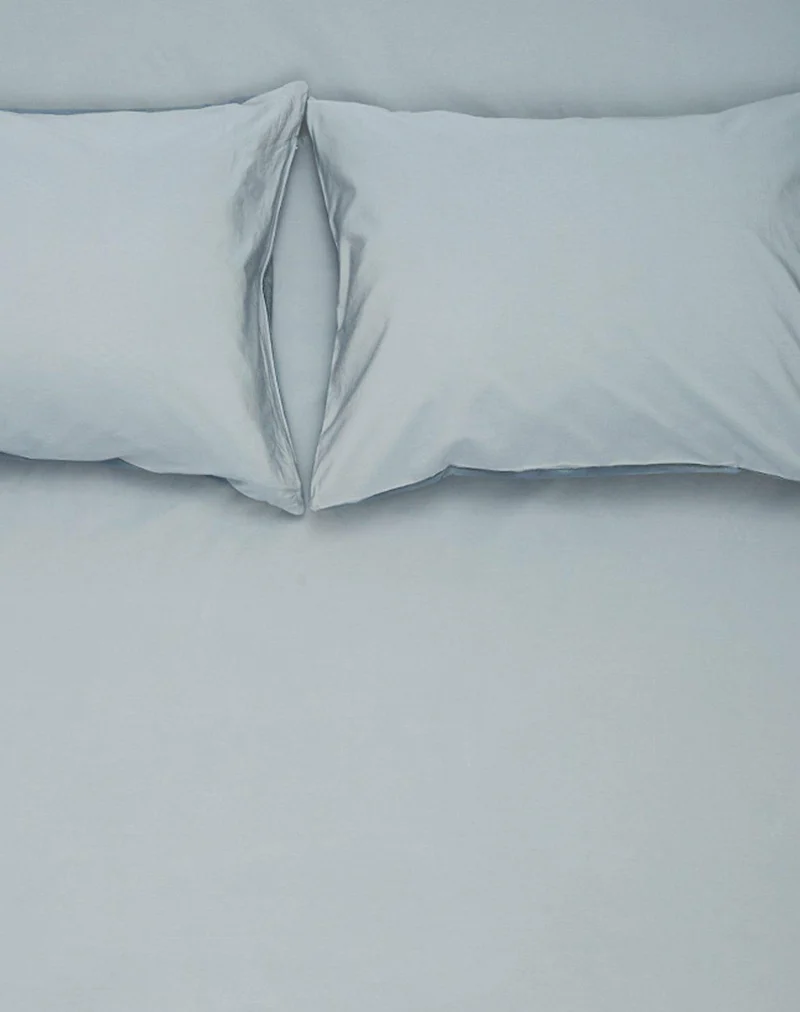 Vintage Egyptian Cotton Bedding in Two Tone Powder Blue & Nickel Colors