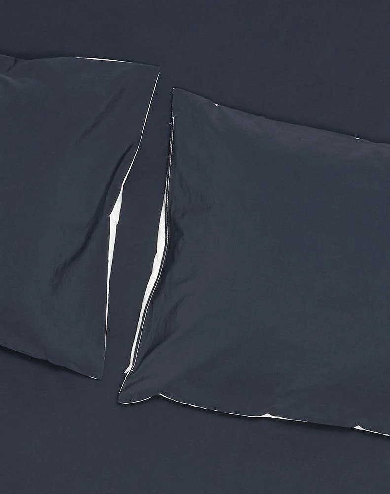 Vintage Egyptian Cotton Bedding in Two Tone Cream & Dark Blue Colors