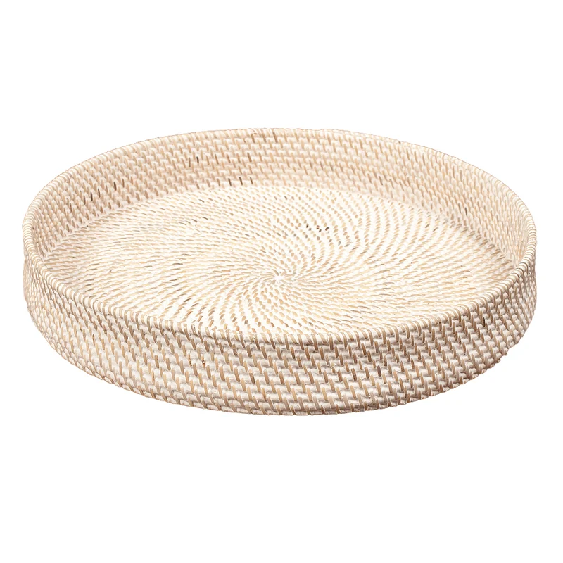 Traditionelles Tablett LOMBOK aus Ketak White Wash 30cm Handarbeit