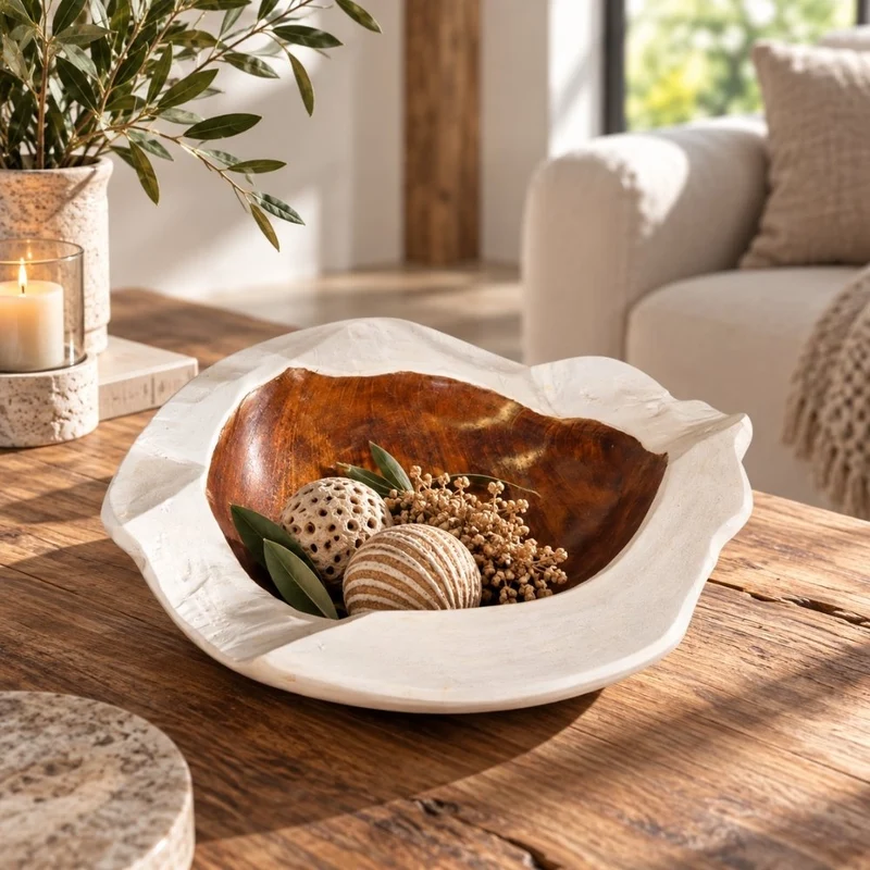 Teak Schale PREMIUM BOWL White Wash D30cm