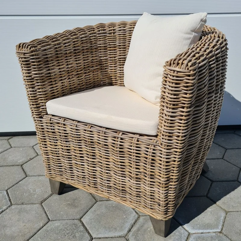Gemütlicher Rattan Sessel CIRCLE Natural Grey