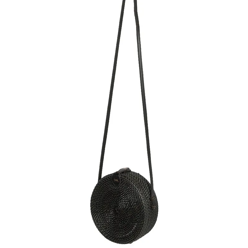 Rattan Handtasche TONDO ca. D20cm Black